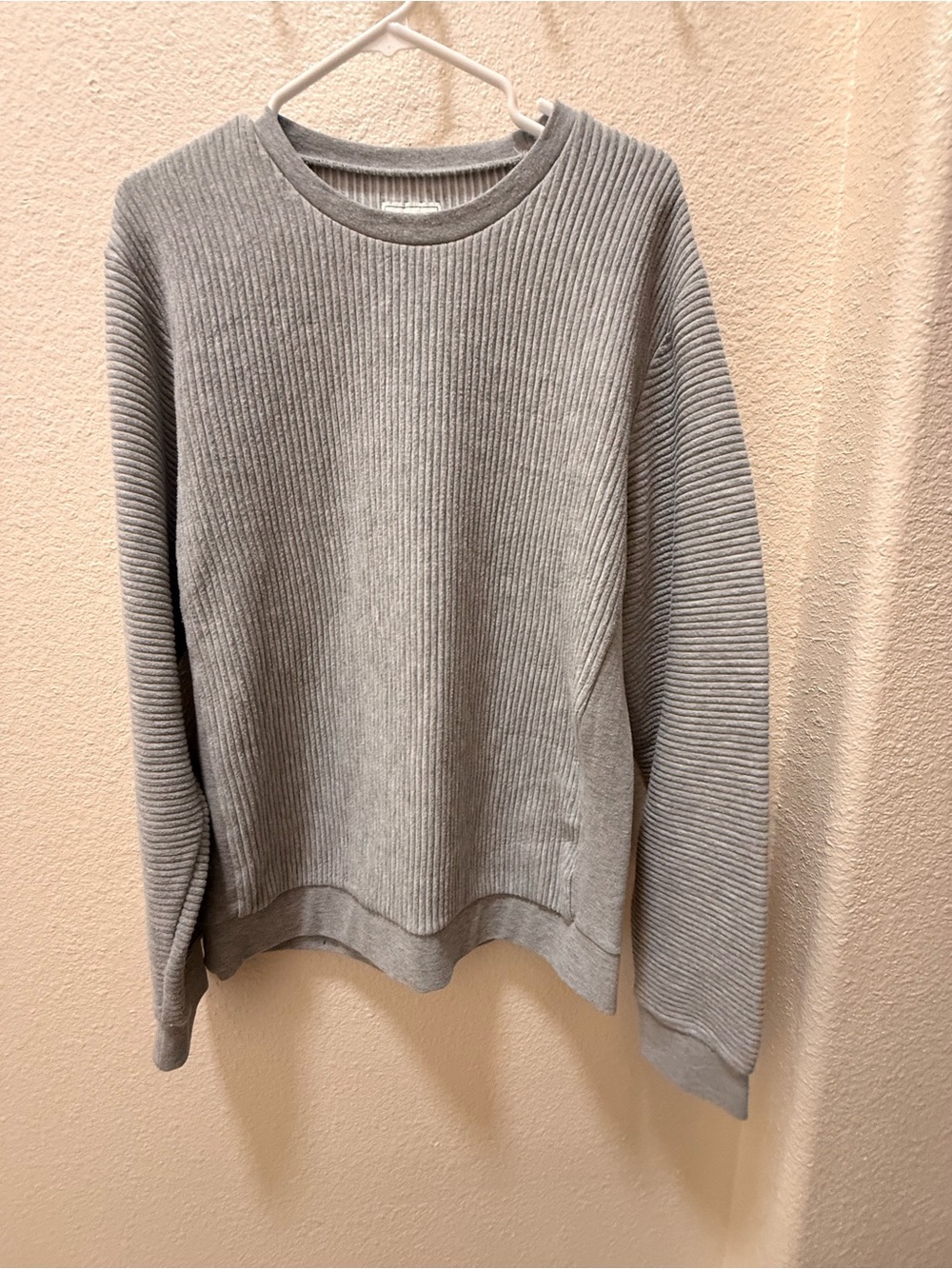 Frank & Oak Light Gray Ribbed Crewneck Sweater